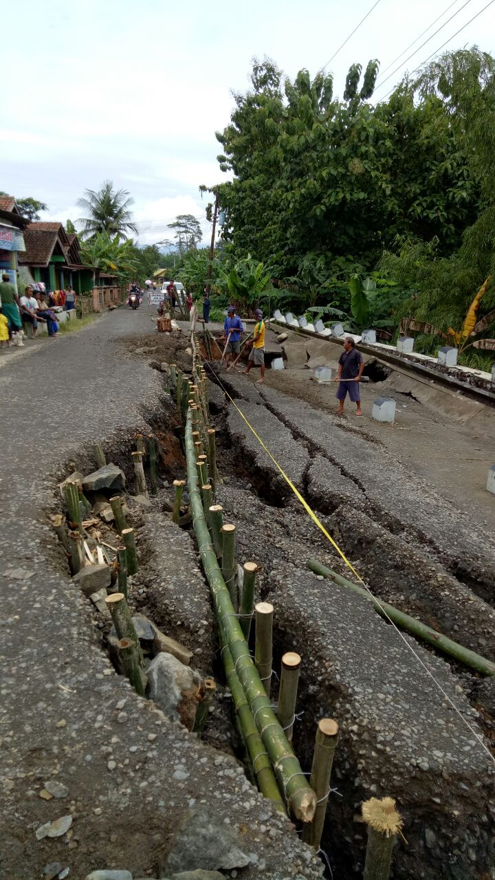 Bambu Tiang Pancang Lawan Jalan Ambles di Rawalo