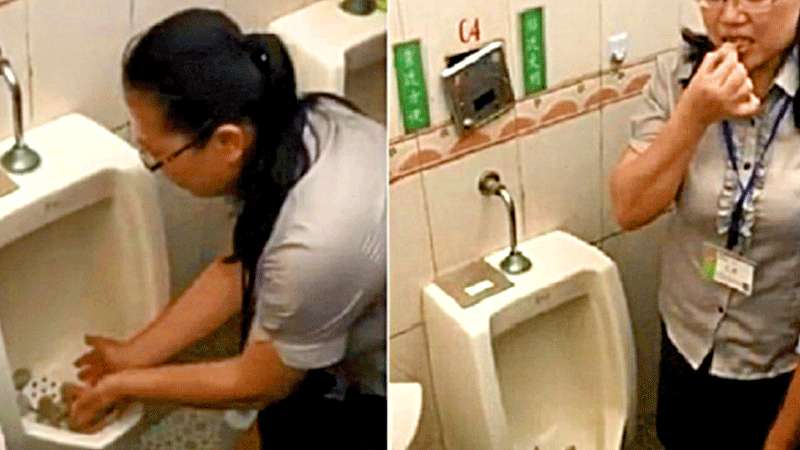 Pamer Toilet Bersih, Santap Makanan dari Urinal