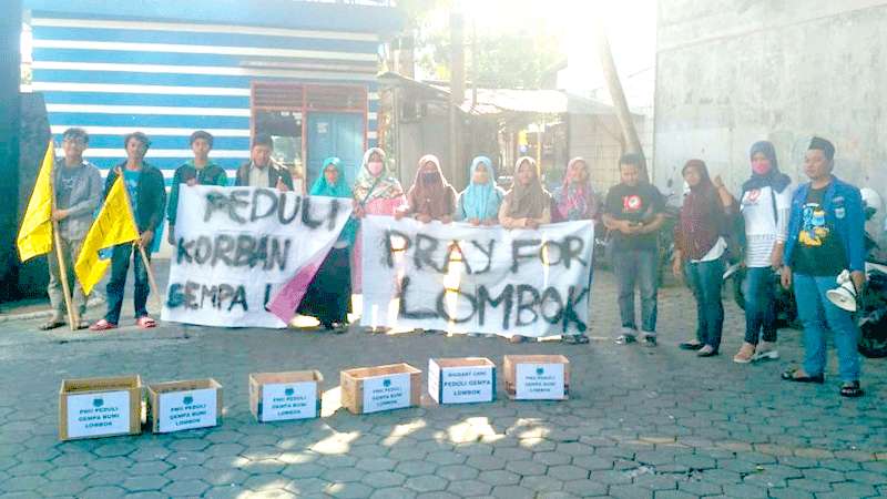 Peduli Gempa Lombok, PMII dan Migrant Care Cabang Kebumen Galang Dana