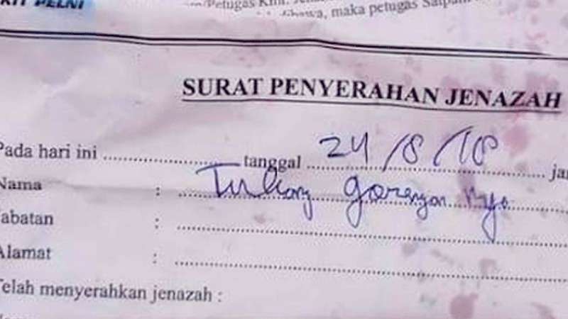 Gorengan Dibungkus Kertas Penyerahan Jenazah