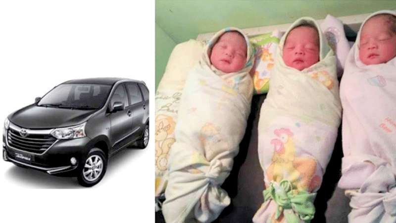 Lahir di Mobil, Bayi Kembar Tiga Dinamai Avanza