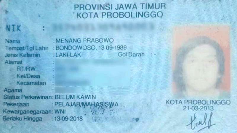 Pria Probolinggo Bernama Menang Prabowo