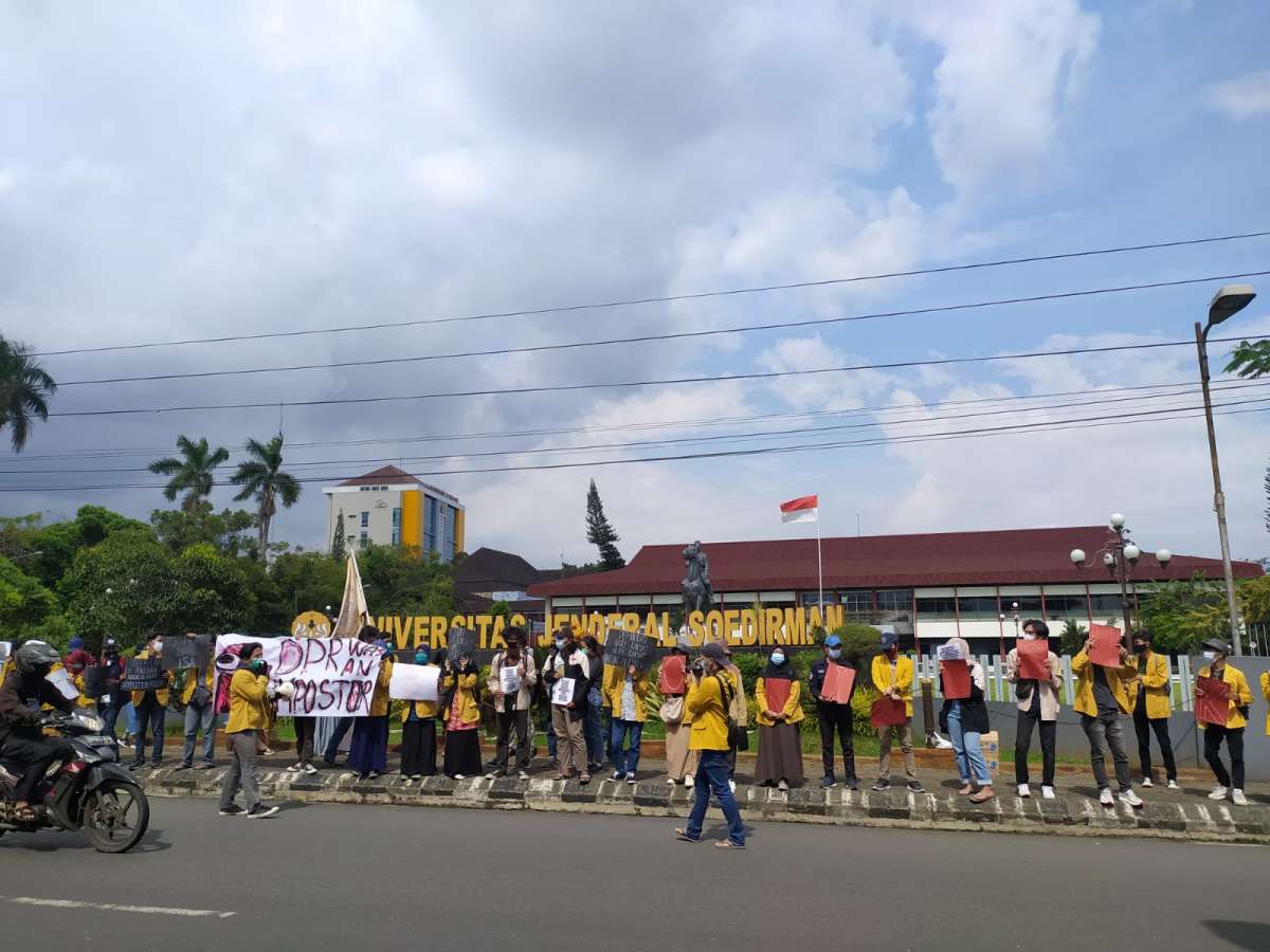 Demo Penolakan UU Cipta Kerja Di Banyumas Terus Terjadi, Aliansi Gelar di Tujuh Titik Berbeda