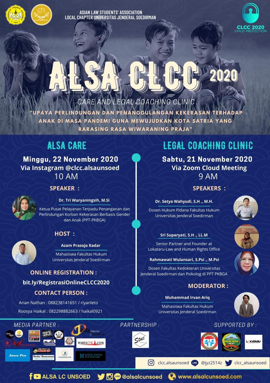 Kampanyekan Perlindungan Anak, Care and Legal Coaching Clinic (CLCC) ALSA LC UNSOED 2020 Gelar Webinar