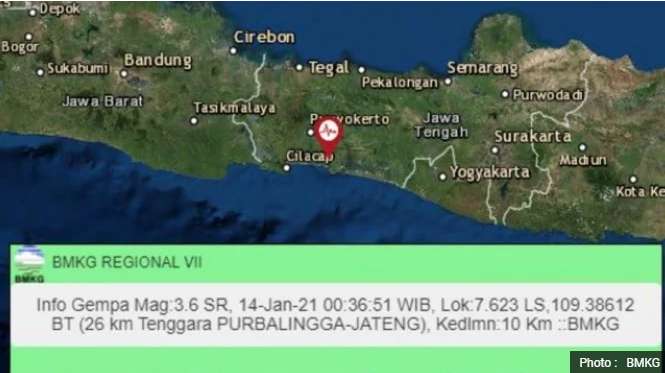 Gempa Bumi Semalam, Warga Purbalingga Rasakan Getaran 5 Detik, Pusat Gempa Kedalaman 10 Kilometer