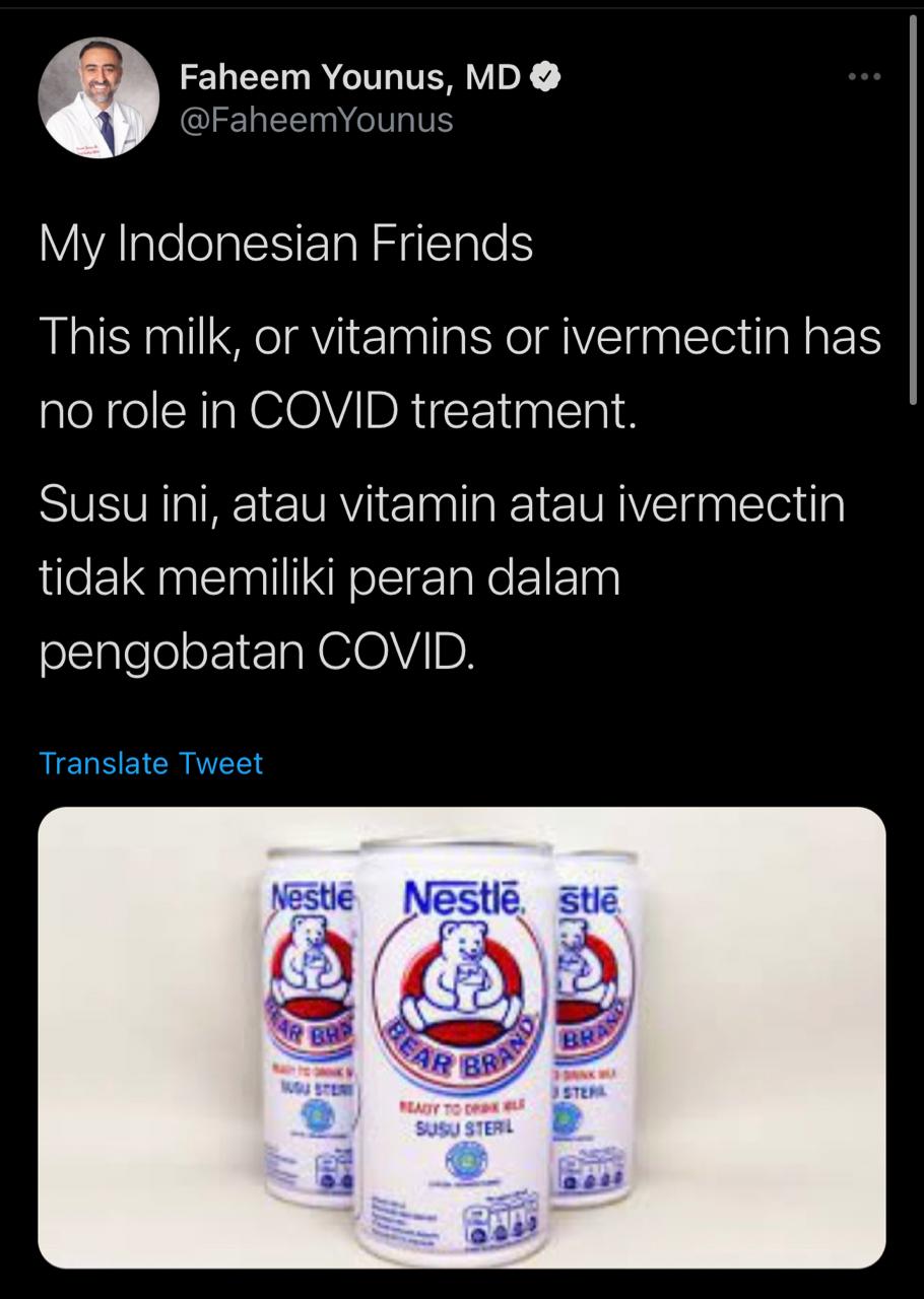 Pakai Bahasa Indonesia, Dokter Asal Amerika Faheem Younus Jadi Selebtwit, Gegara Cuitannya Soal Bear Brand