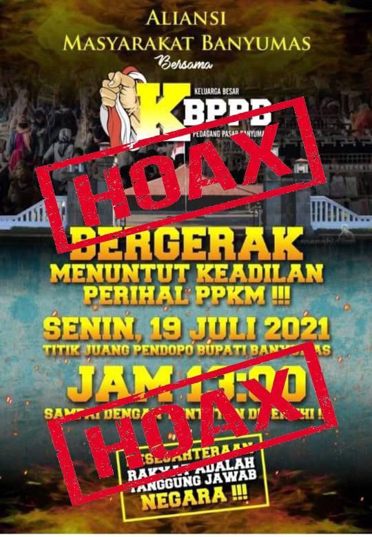 Poster Gerakan Turun ke Jalan Tuntut Perihal PPKM Darurat Bersama Pedagang di Banyumas, Kapolresta Banyumas: T