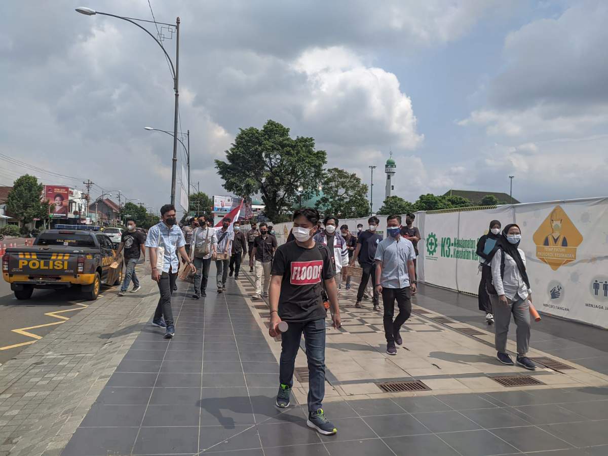 Aksi Demo Mahasiswa di Purwokerto Dihalau Petugas Polisi