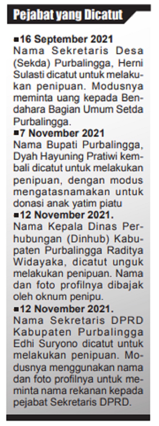 Modus Penipuan Kian Marak di Purbalingga Yang Mengatasnamakan Pejabat, Ini Catatannya