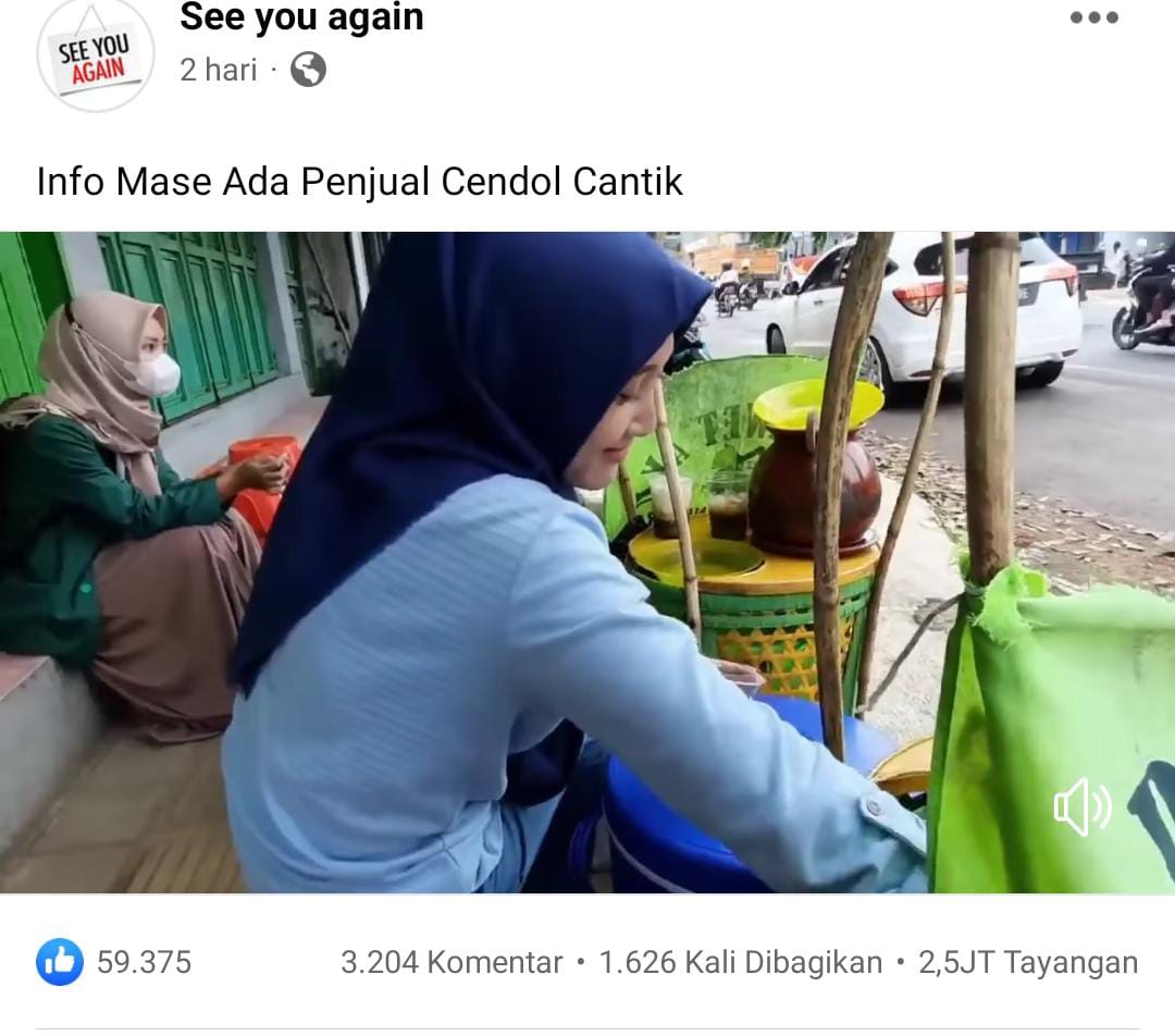 Penjual Dawet Ayu Bak Bidadari di Cilongok, Netizen: Pedagangnya Cantik Semoga Rezekinya Juga Cantik