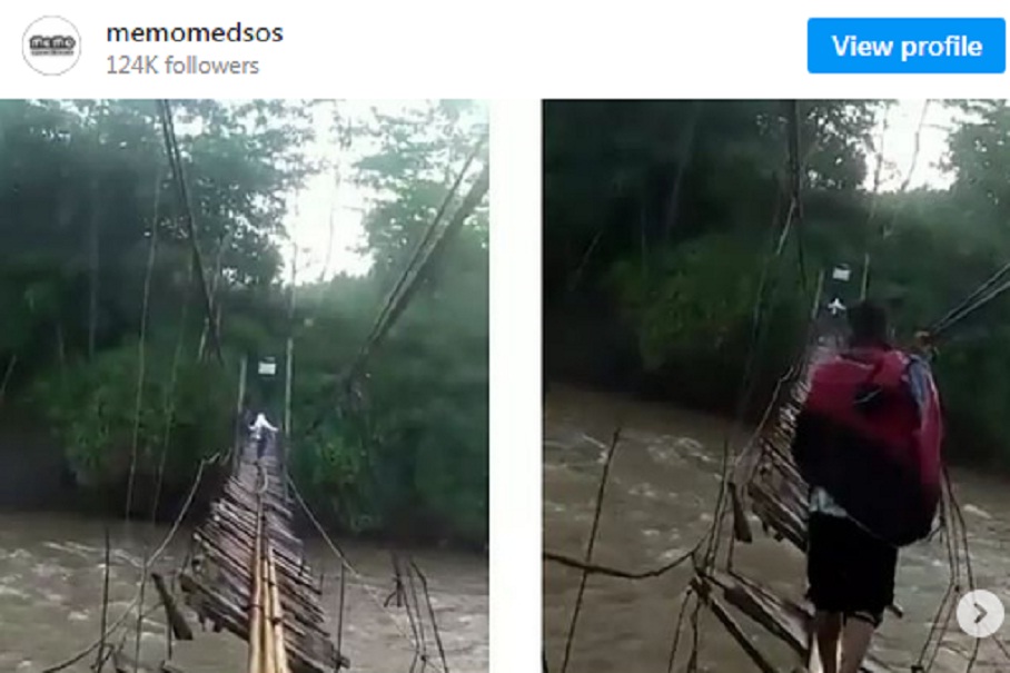 Viral, Jembatan Seperti Ini Masih Ada, Siswa Pergi Sekolah Bertaruh Nyawa, Camat: Diperbaiki Seadanya