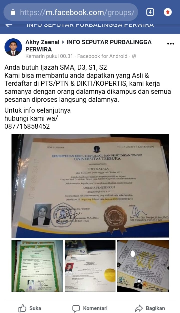 Iklan Jasa Membuat Ijazah Muncul di Purbalingga, Ini Kata Pak Polisi