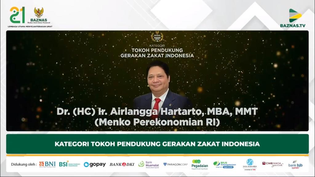 Raih Penghargaan dalam BAZNAS Award 2022, Menko Airlangga Menjadi Salah Satu Tokoh Zakat Nasional
