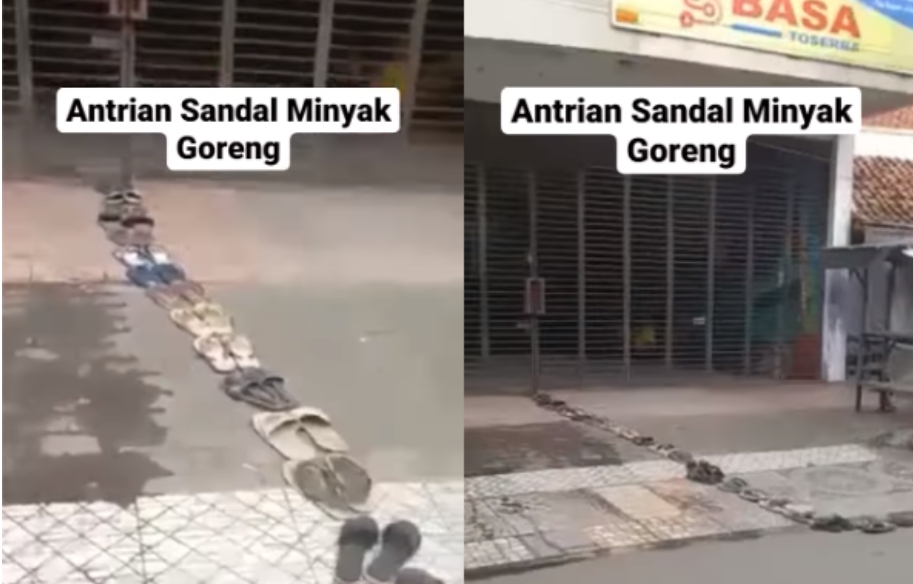 Viral Antrean Sandal Demi Minyak Goreng, Netizen: Minyak Goreng Ga Dapet, Sendal Ilang ya Iyaaa..