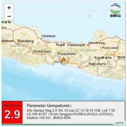 Gempa 2,9 SR Guncang Kabupaten Purbalingga