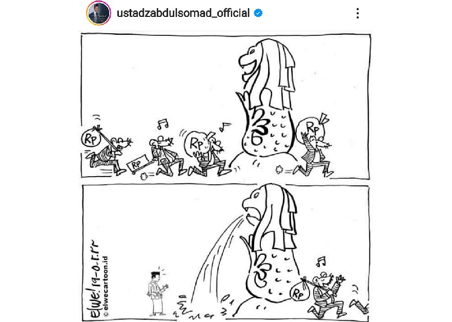Sindiran UAS, Unggah Karikatur Patung Singa Sambut Gembira Tikus-tikus yang Membawa Rupiah