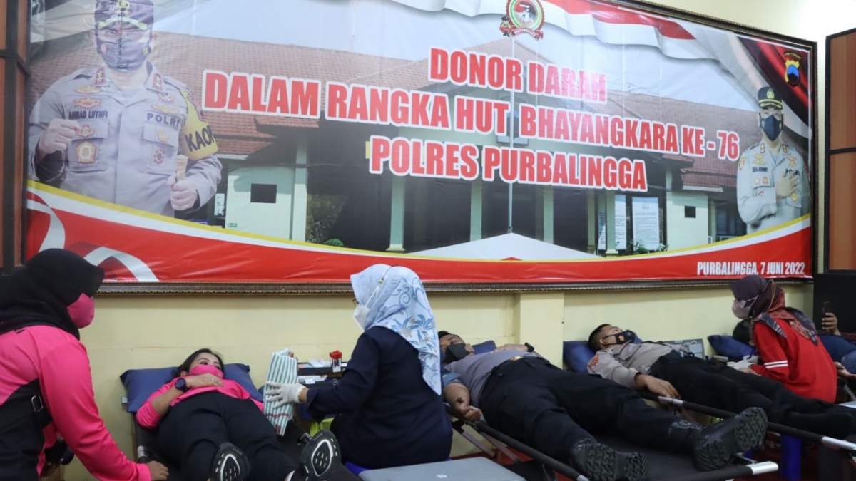 Sambut Hari Bhayangkara ke 76, Polres Purbalingga Gelar Donor Darah