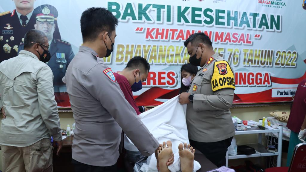 Polres Purbalingga Gelar Vaksinasi dan Khitanan Massal, Bhakti Kesehatan Hari Bhayangkara Ke-76