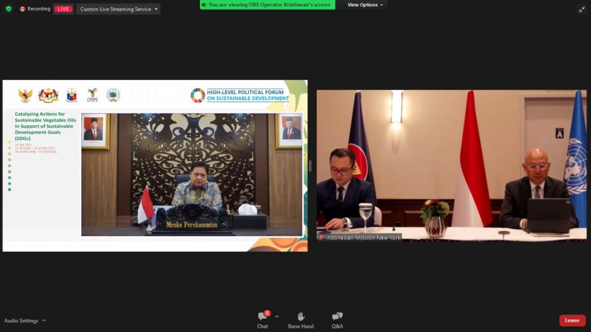 Menko Airlangga Tegaskan Penyediaan Minyak Nabati Global Harus Holistik dan Nondiskriminatif