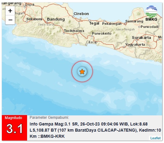 Hari Ini, Gempa Berkekuatan Kecil Kembali Guncang Cilacap