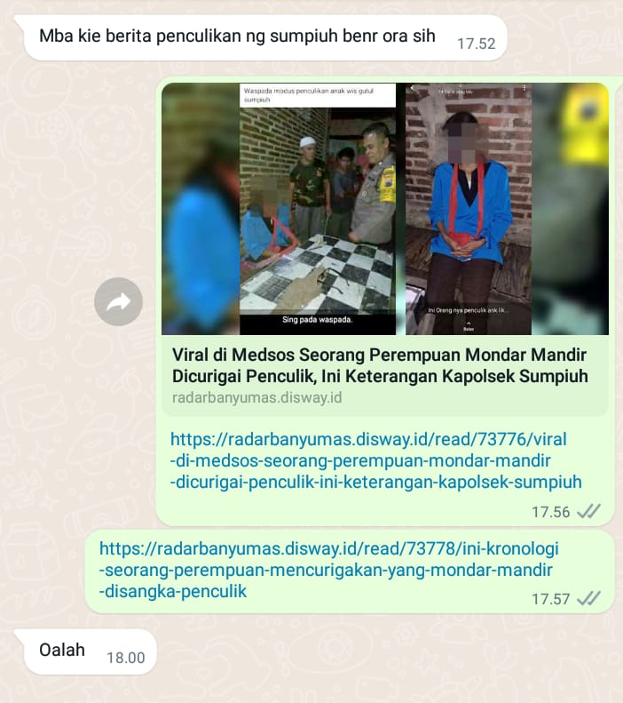 Kapolsek Sumpiuh Sayangkan Berita Hoax Masih Beredar