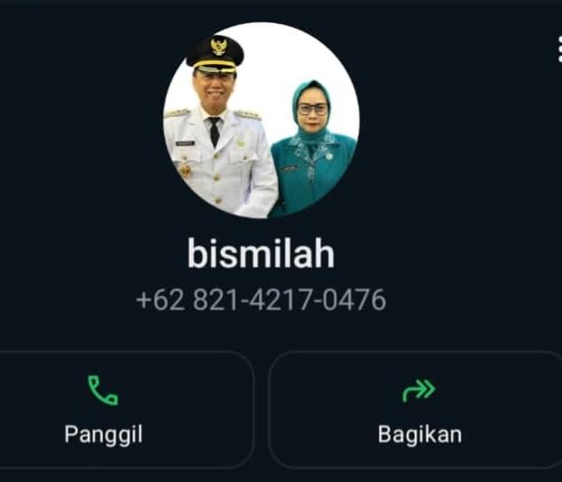 Penipuan Berkedok Bantuan Melalui Pesan WhatsApp, Foto Pj Bupati Banyumas Iwanunuddin dan Istrinya Dicatut