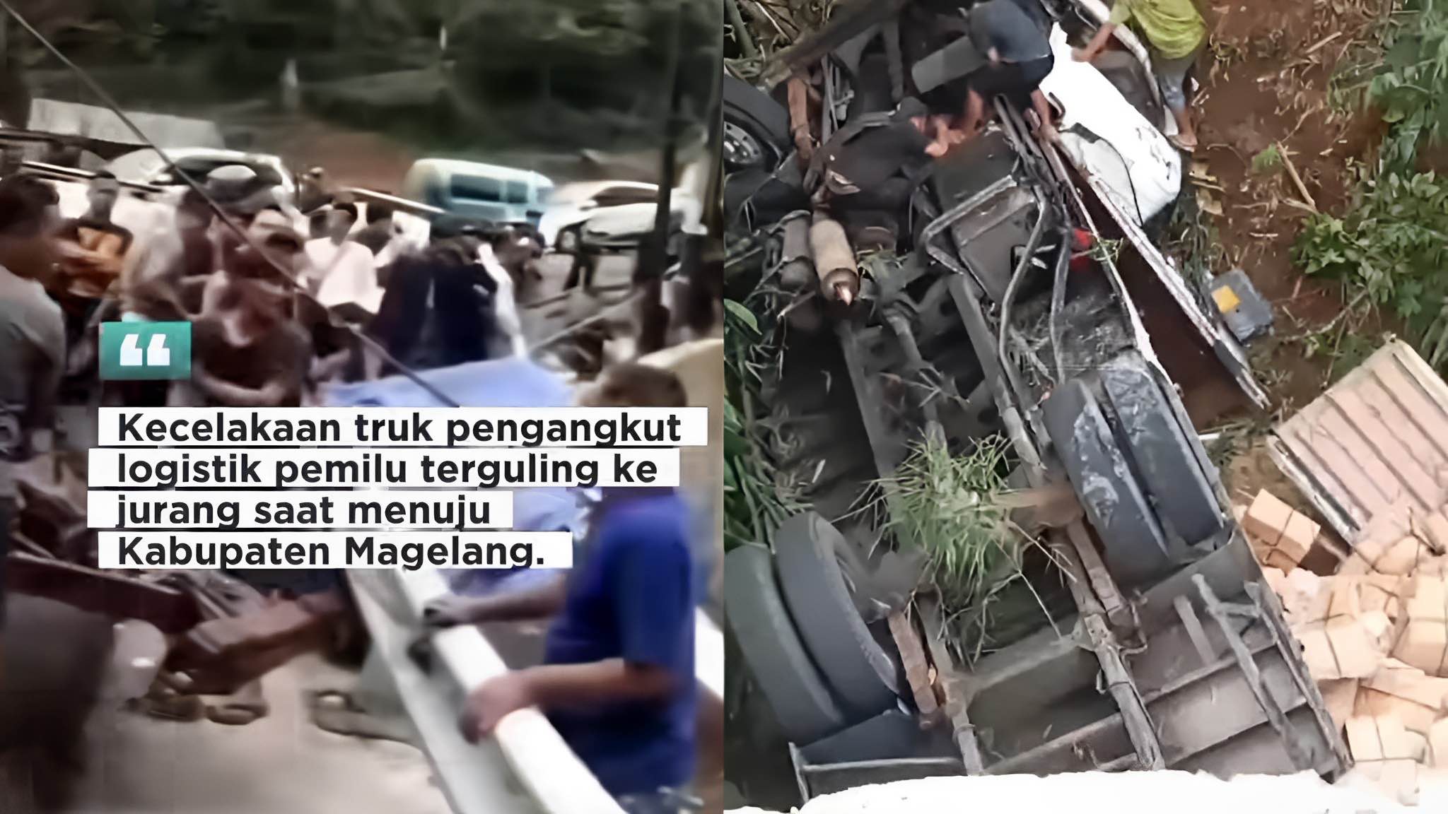 Mobil Percetakan Bawen Terbalik, 400 Ribu Lembar Surat Suara Pemilu Berserakan