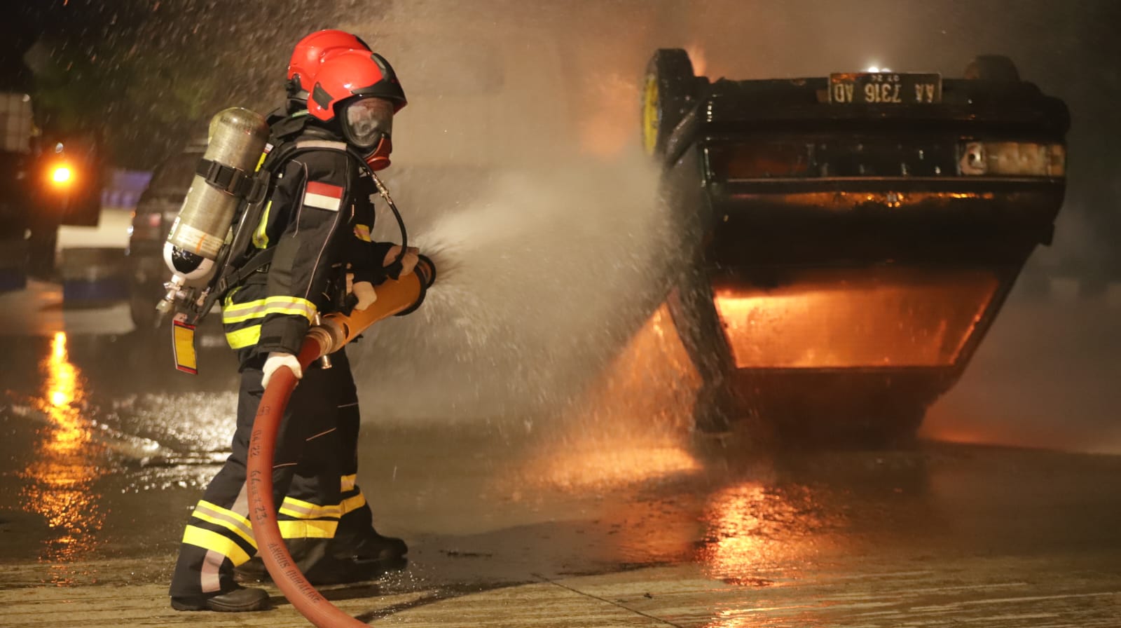 7 Kendaraan 'Tabrakan Karambol & Terbakar', Kilang Pertamina Cilacap Terjunkan Tim dalam Latihan Gabungan