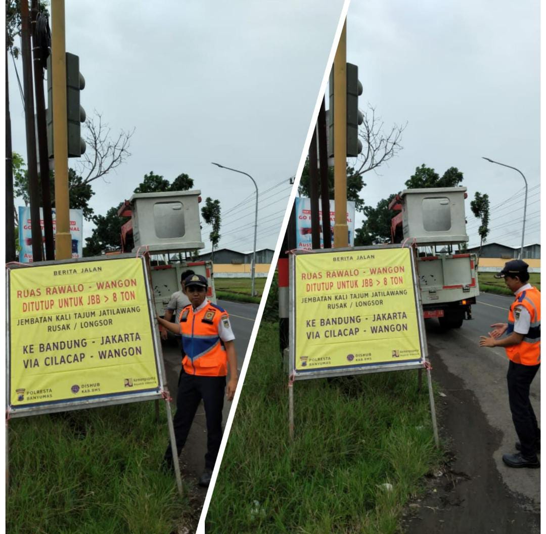 Pengumuman! Truk Bermuatan Diatas 8 Ton Dialihkan dari Ruas Jalan Nasional di Jatilawang Karena Amblas 