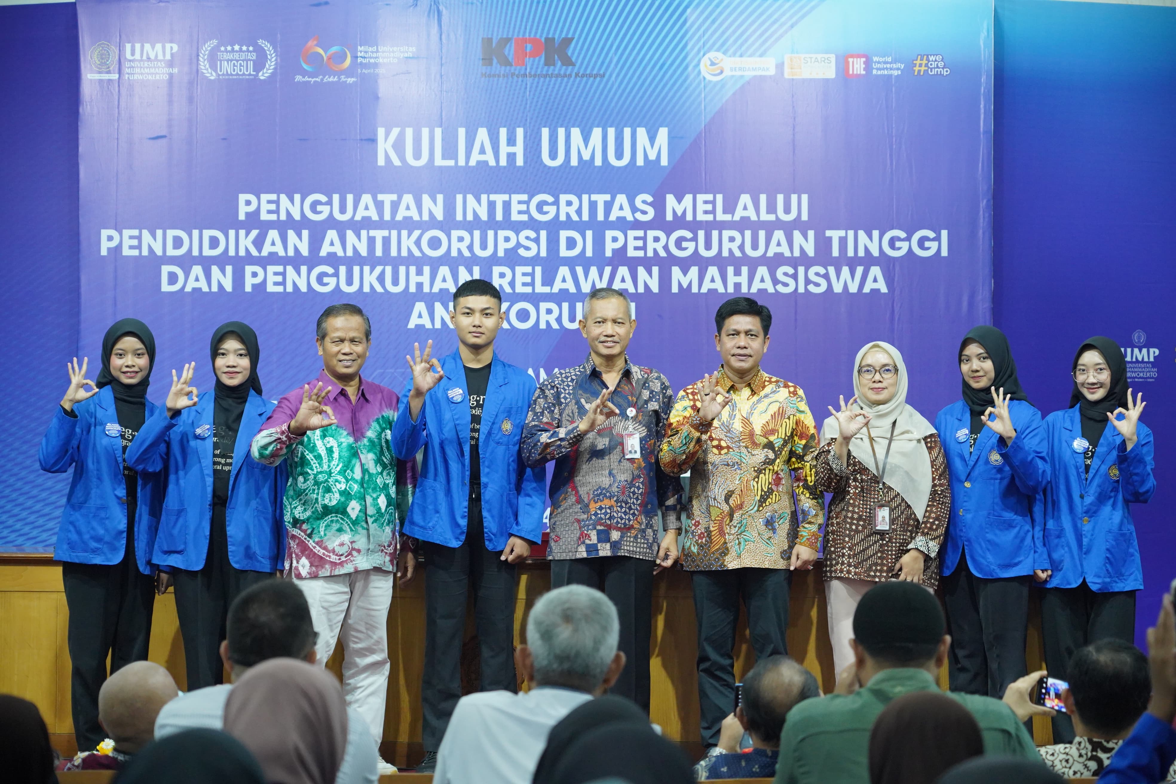 UMP-KPK Kukuhkan Relawan Mahasiswa Anti Korupsi, Rektor UMP: Bangun Budaya Hukum dengan Semangat SMART