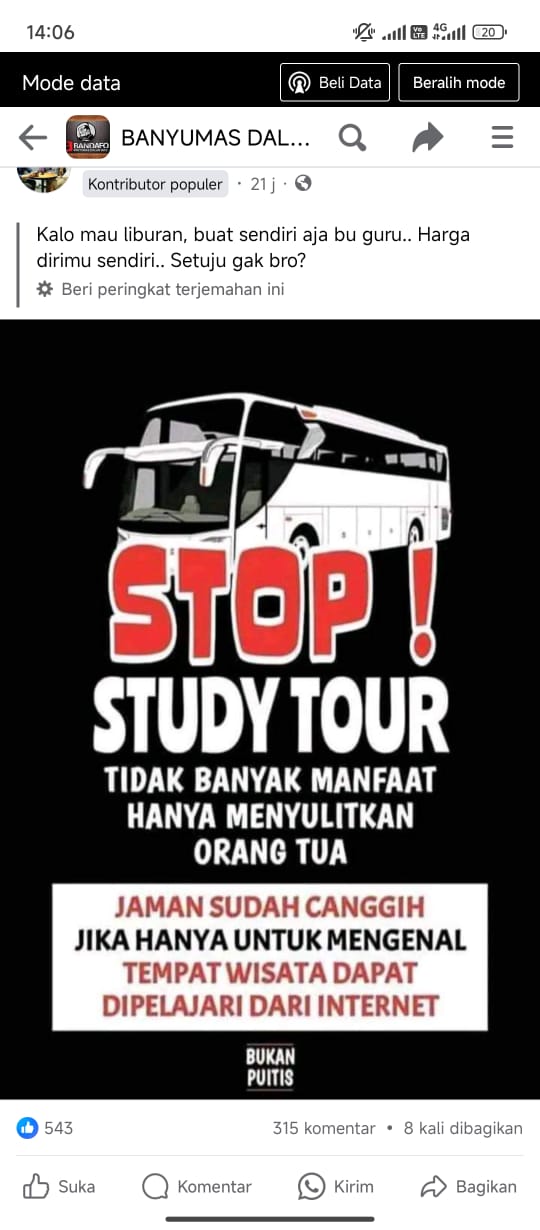 Kadindik Banyumas: Study Tour Tidak Wajib