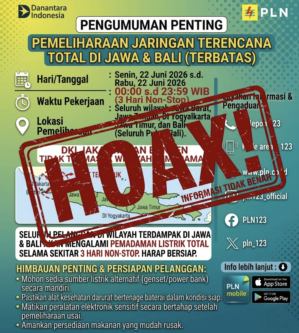PLN Tegaskan Isu Blackout Jawa-Bali Hoaks