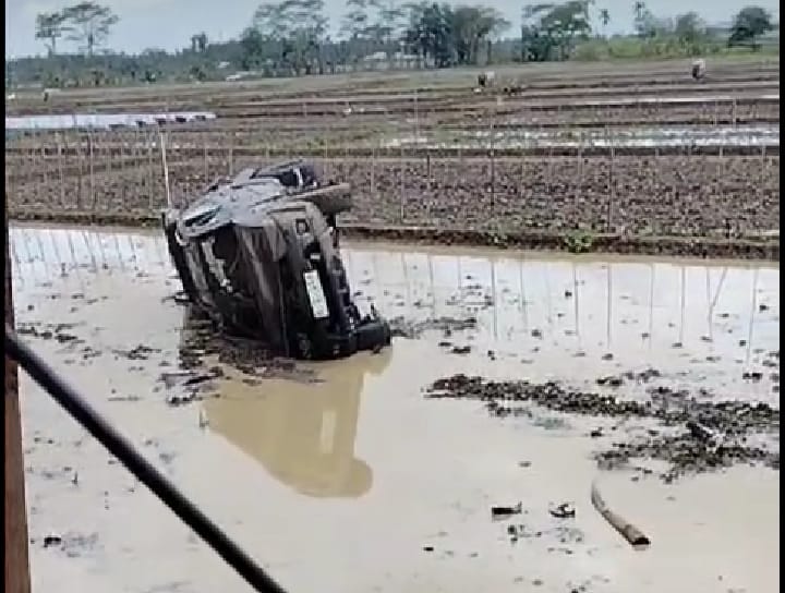 Tabrak Tiang Pajero Terjun ke Sawah di Banyumas, Korban Dirawat di RS