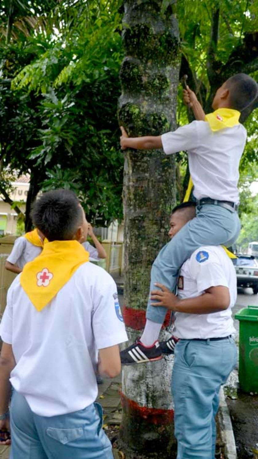 HUT ke 71 PMI Purbalingga Lestarikan Lingkungan Cabut Paku di Pohon