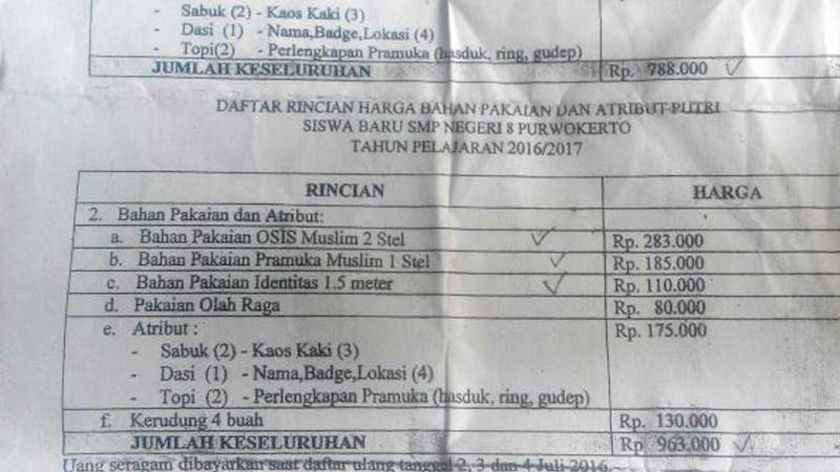 Dianggap Tidak Wajar, Harga Seragam SMP Dikeluhkan