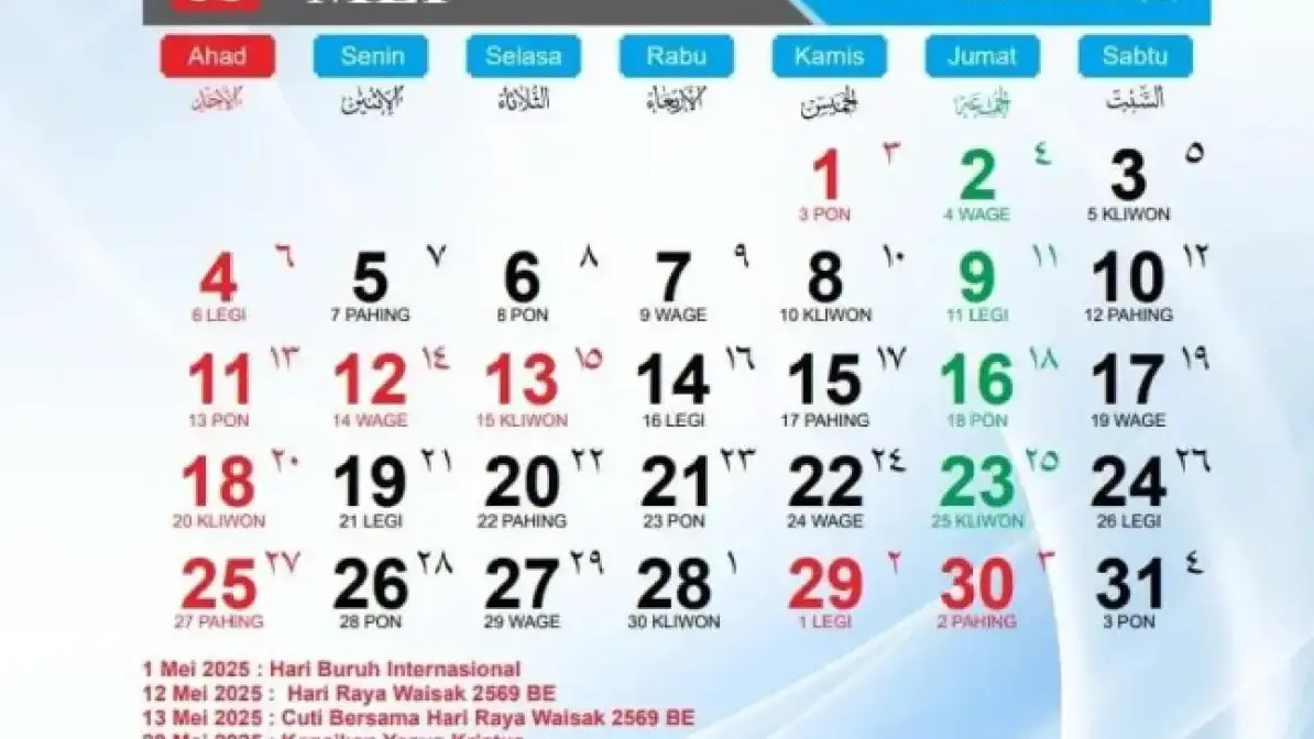 Jadwal Hari Libur Nasional Mei 2025: Dua Long Weekend Siap Dimanfaatkan untuk Liburan Seru!