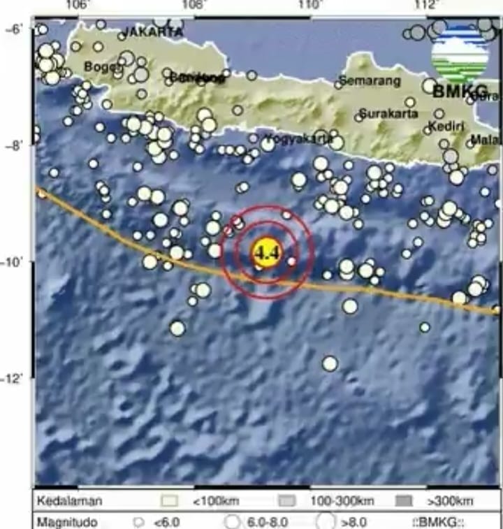 Gempa 4,4 SR Guncang Perairan Cilacap