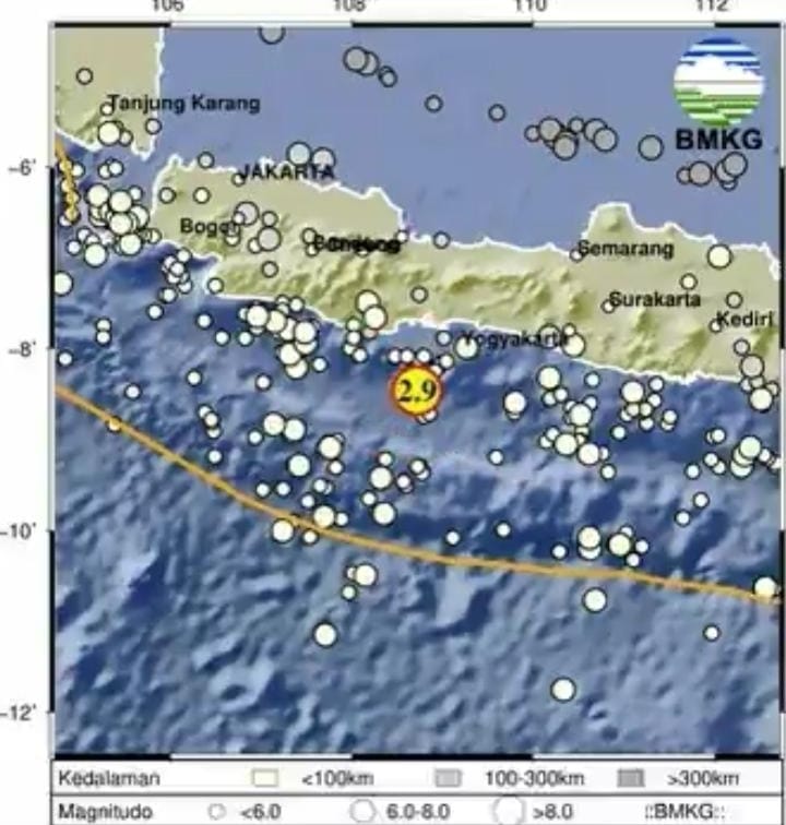 Gempa 2,9 SR Guncang Perairan Cilacap