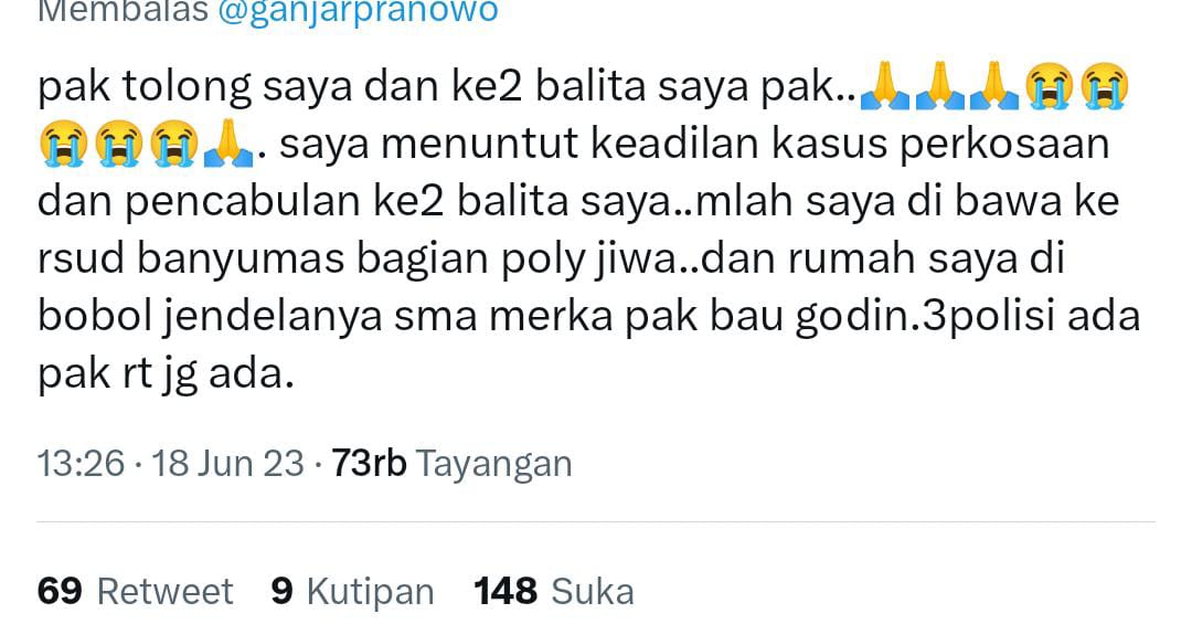 Viral, Dua Anaknya Dicabuli, Seorang Warga di Banyumas Ngadu ke Gubernur Jateng 