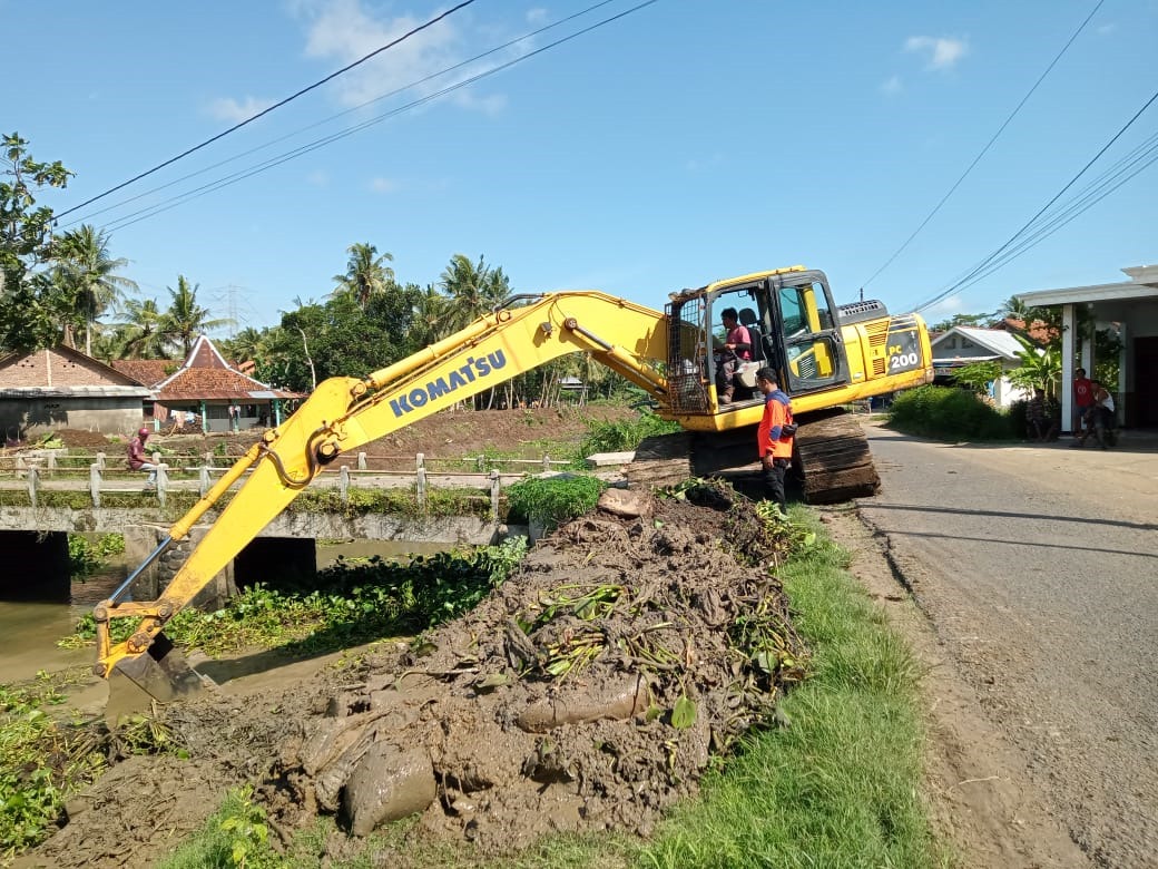 Ratusan Orang dan Alat Berat Diturunkan, Bersihkan Sungai Rowosari dari Eceng Gondok