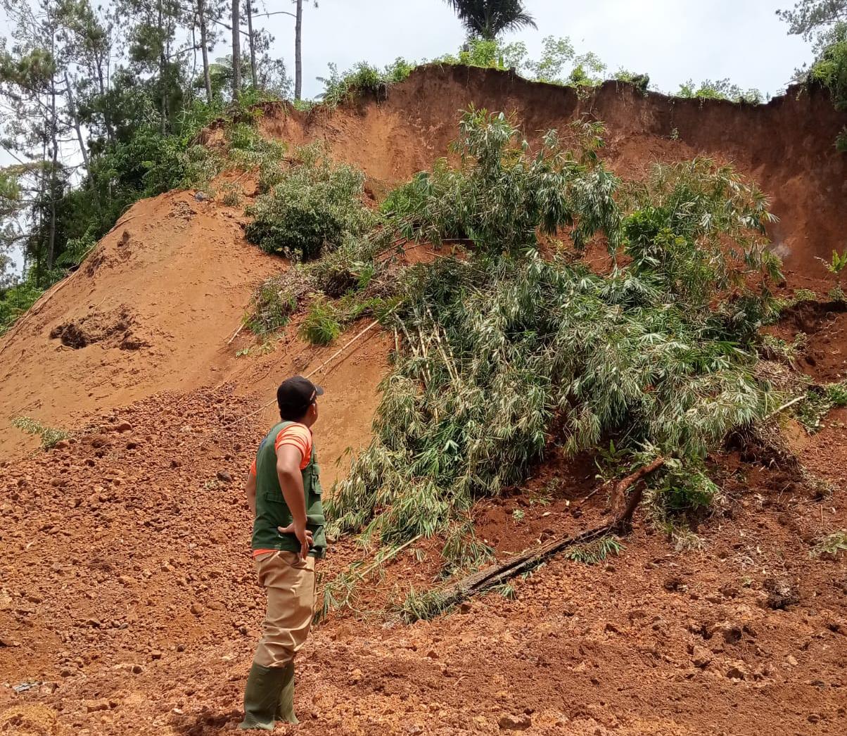 Tebing 50 Meter Ambrol di Cibeunying Cilacap, Jalan Kabupaten Tertimbun 90 Meter