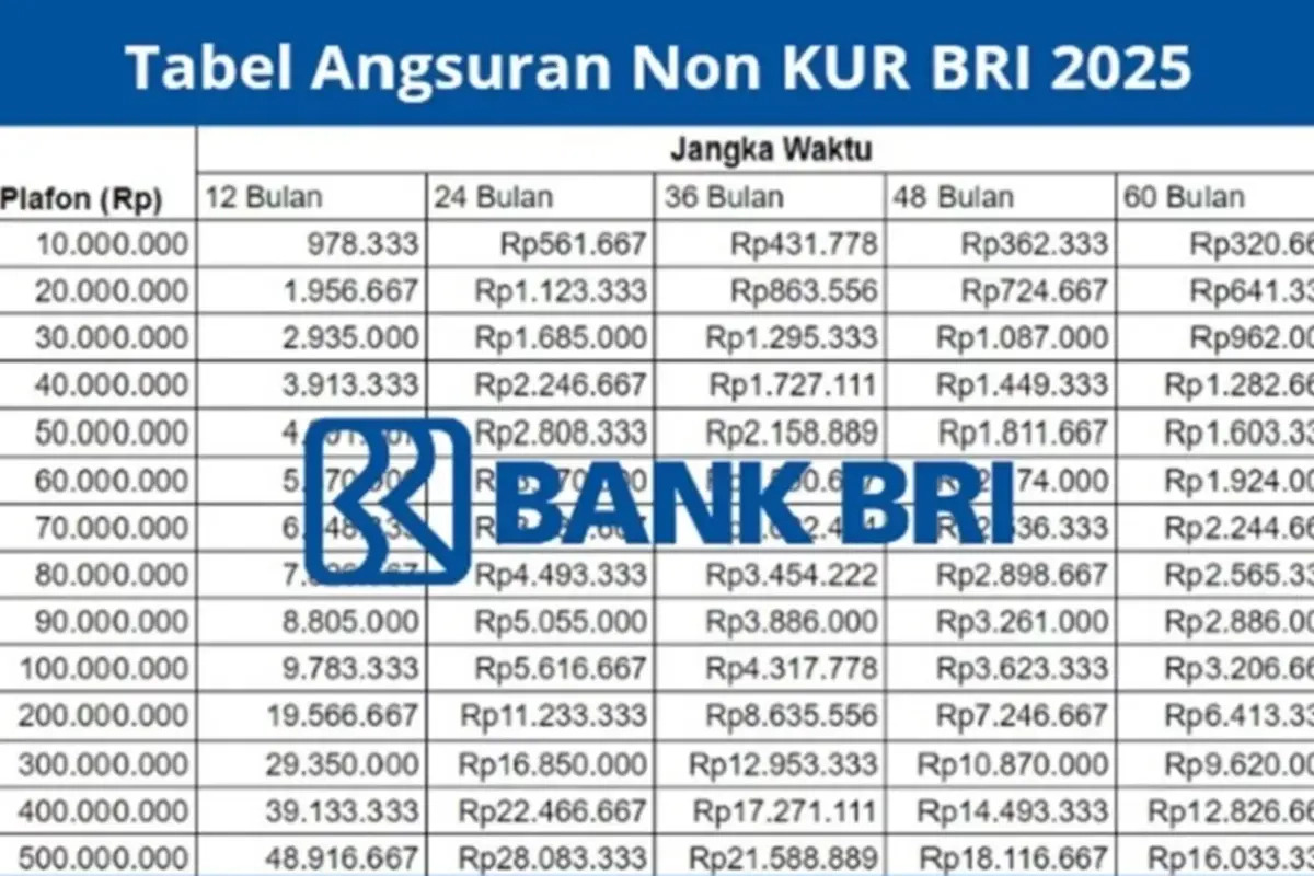 Cek Tabel Pinjaman KUR BRI 2025 Plafon Rp100–500 Juta & Syaratnya, Tak Perlu Jaminan