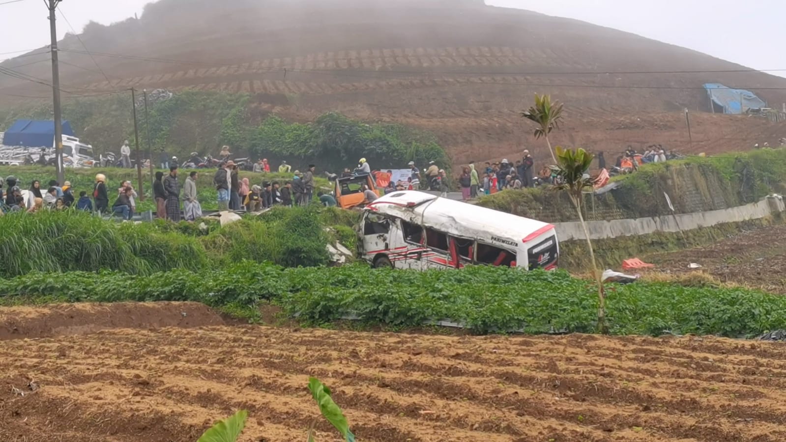 Diduga Rem Blong, Minibus Rombongan Wisata Kecelakaan di Jalur Dieng