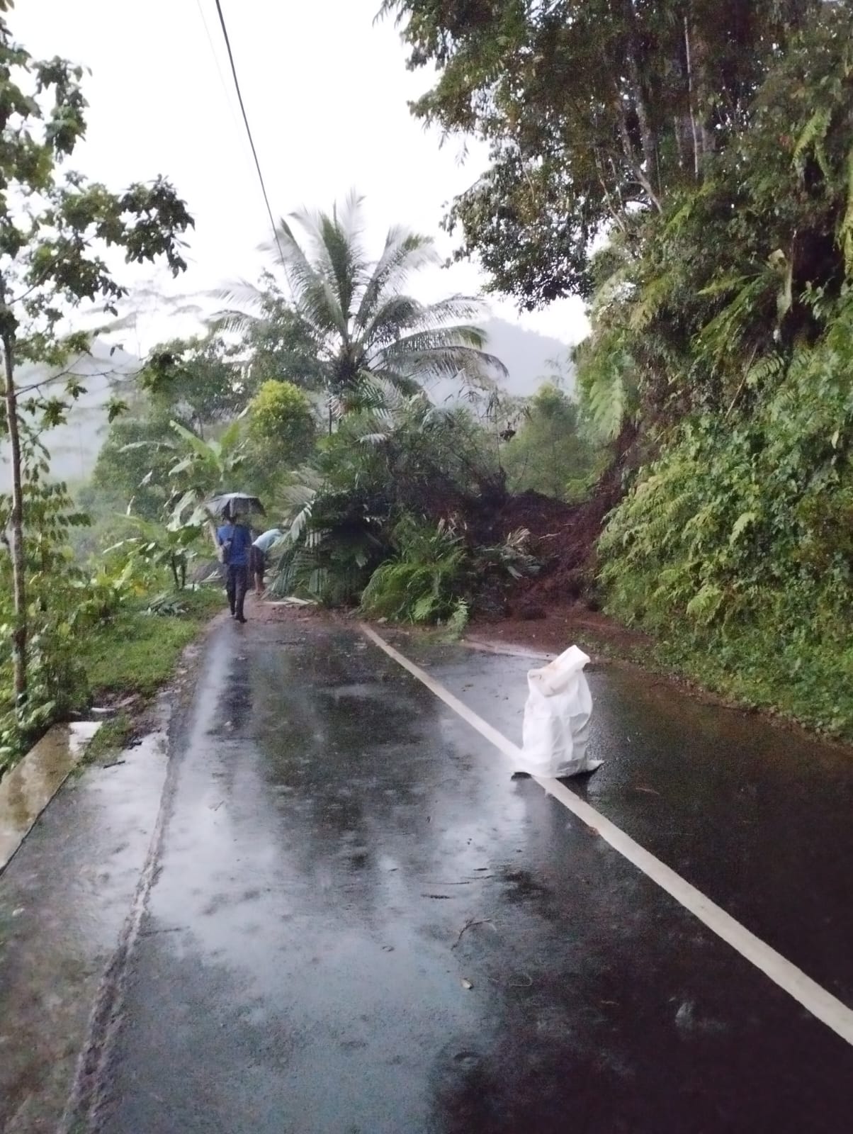 Longsor Tutup Jalan Kabupaten di Desa Melung Kedungbanteng