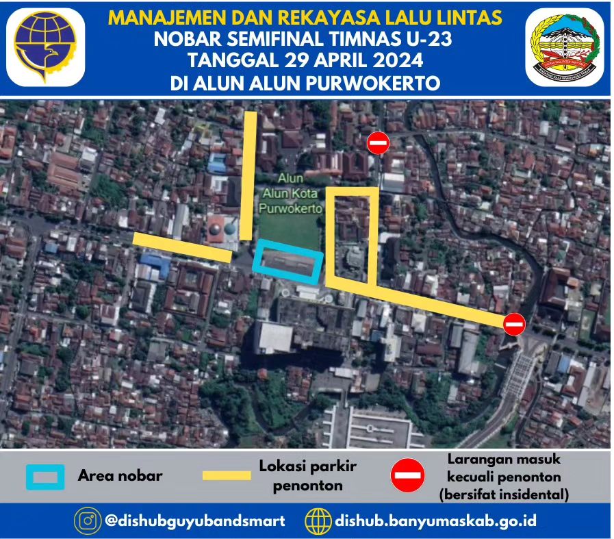Ini Lima Lokasi Parkir Nobar Timnas Indonesia vs  Uzbekistan  di Alun-alun Purwokerto 