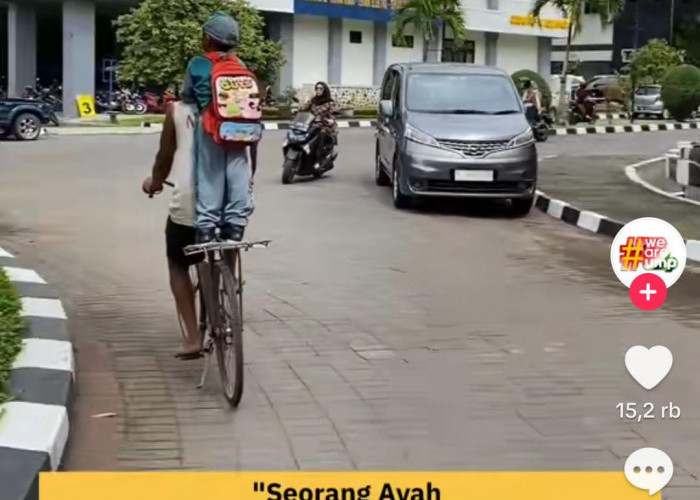 Viral di Sosial Media, Bapak dan Anak Bersepeda di UM Purwokerto