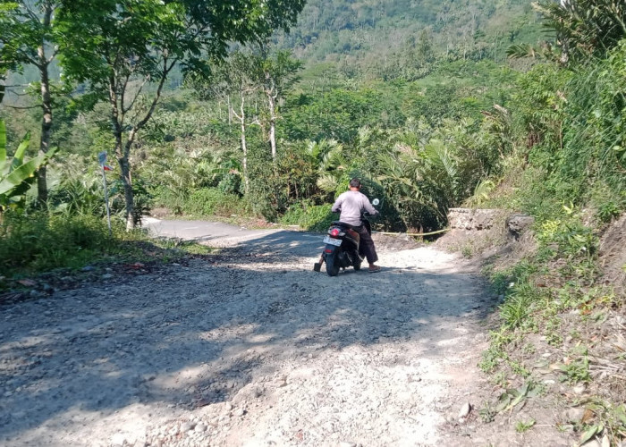 Kondisi Jalan Sembawa-Asinan di Kecamatan Kalibening Rusak Parah