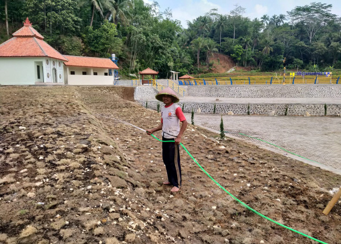 Pembangunan Embung Sawangan, Ajibarang Masuk Finishing