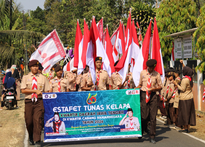 61 Pramuka Banjarnegara Kawal Estafet Tunas Kelapa, Siap Tempuh Rute Antarwilayah