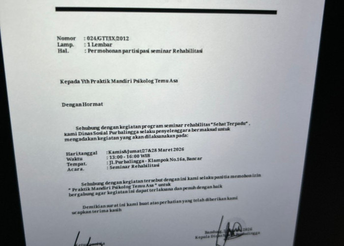 Modus Seminar Fiktif, Surat Palsu Catut Dinsospermasdes P3A Purbalingga